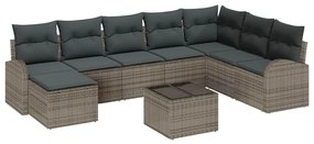 vidaXL Kanapé Szett párnával tárolóval 9 pcs Szürke polirattan