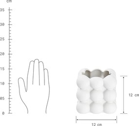 BUBBLE kaspó, fehér 12 cm
