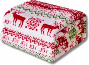 Karácsonyi Takaró 160x200 Ágytakaró Pléd RÉNszarvasok Fenyőfák Kjs 35