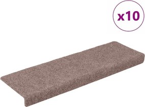 vidaXL 10 db öntapadós lépcsőszőnyegek, világosbarna, téglalap alakú széllel, 65 x 21 x 4 cm
