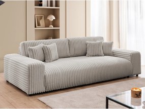 Világosszürke kordbársony kinyitható-tárolóhelyes kanapé 260 cm Justin – Ropez