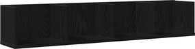 vidaXL Falpolc polcokkal Fekete tölgy 100 x 18 x 18 cm Faanyag
