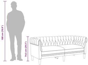 2 személyes barna szövet Chesterfield kanapé