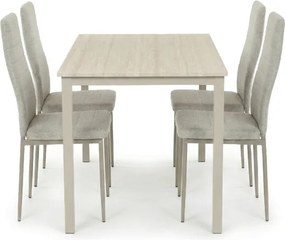 4 személyes étkezőszett szürke székekkel, krémszínű asztallal, asztal méret: 110x70x75cm, ASE-1039 CRM2