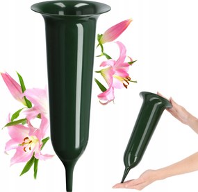 Váza Temetői Üveg 30cm Művirág Beszúrható Spicc Zöld