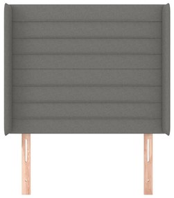 sötétszürke szövet fejtámla szárnyakkal 103x16x118/128 cm