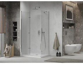 Mexen Lima zuhanykabin 120x80cm, 6mm üveg, króm profil - átlátszó üveg + Vékony zuhanytálca - 856-120-080-00-00-4010