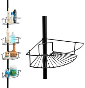 Erga Scopic, sarokteleszkópos zuhanyrúd 4 polc XL, fekete matt, ERG-YKA-CH.SCOPIC-XL-BLK
