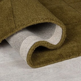 Khaki kézi szövésű gyapjú futószőnyeg 60x230 cm Checkerboard – Flair Rugs