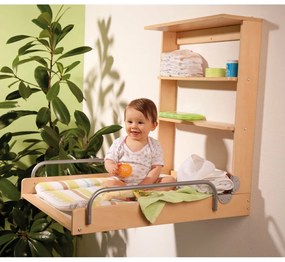 Natúr színű fali pelenkázó bükkfa dekorral Dschungelbaby – Roba