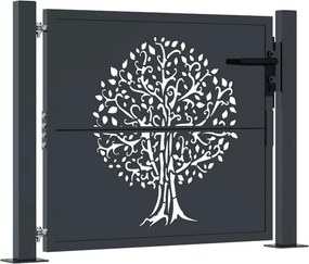 vidaXL antracit színű acél kerti kapu 100x100 cm, fa mintázatú