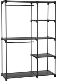 Szabadon álló gardrób, összecsukható szekrény, 112 x 165 x 43 cm, fekete