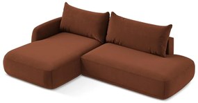 Terrakotta színű kinyitható sarokkanapé (bal oldali-heverő résszel) Hale – Makamii