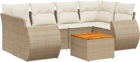 vidaXL 7 részes bézs polyrattan kerti ülőgarnitúra párnákkal