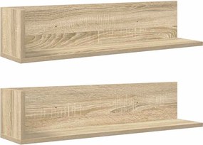 vidaXL 2 db sonoma tölgy színű szerelt fa fali polc 75 x 16,5 x 16,5cm