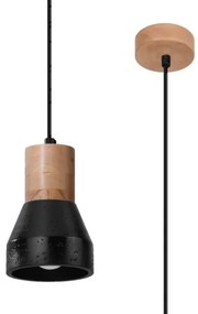 Sollux SL.0963 - Csillár zsinóron QUBIC 1xE27/60W/230V beton/fa fekete