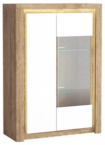 Vitrin Livia 05 (LED világítással) (ribbeck tölgy + fényes fehér). 1057861