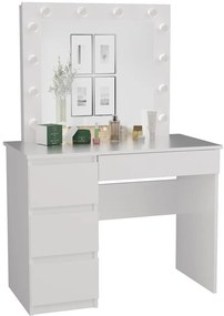 Marina fésülködő asztal (3 bal alsó fiókokkal), 98x76x51 cm, fehér