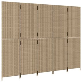 bézs 5-paneles polyrattan térelválasztó