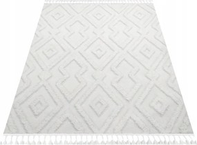 Nappali szőnyeg 120x170cm, puha krémszínű plüss , boho minta, 3d hatás