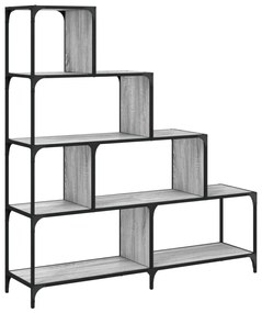 4 szintes szürke sonoma szerelt fa könyvespolc 139x33,5x149 cm