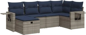 vidaXL 6 részes szürke polyrattan kerti ülőgarnitúra párnákkal