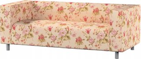 Klippan 2 személyes kanapé huzat Ikea nagy virágok krémszínű háttérrel