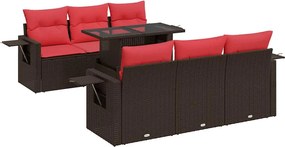 vidaXL 7 részes barna polyrattan akácfa kerti ülőgarnitúra párnákkal