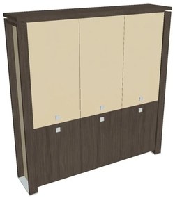 Verno+ S magas szekrény 200 x 46 x 210 cm, kombinált ajtó, antracit tölgy / vanília