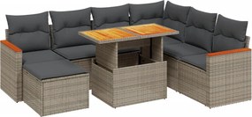 vidaXL 8 részes szürke polyrattan kerti ülőgarnitúra párnákkal