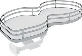 Konyhai fémrács, sarokszekrénybe, balos, Nuvola vesetál, króm-fehér,  800mm, 400mm ajtó szélesség, Sige Infinity Plus 371