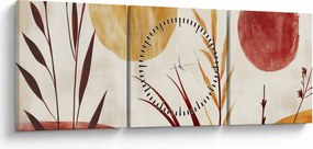 Kép - Növények és körök (órával) (90x30 cm)