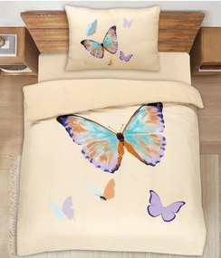 BUTTERFLY bézs  lepedő 70x90cm + 140x200cm