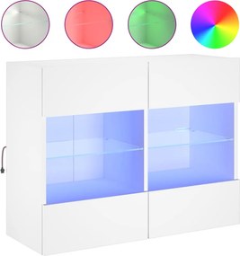 vidaXL fehér falra szerelhető TV-szekrény LED-lámpákkal 78,5x30x60,5cm