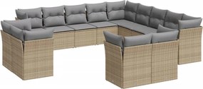 vidaXL 13 részes bézs polyrattan kerti ülőgarnitúra párnákkal