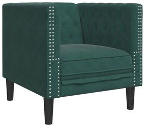 vidaXL sötétzöld bársony Chesterfield kanapéfotel