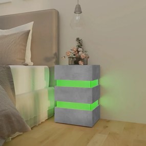 betonszürke szerelt fa LED-es éjjeliszekrény 45 x 35 x 67 cm