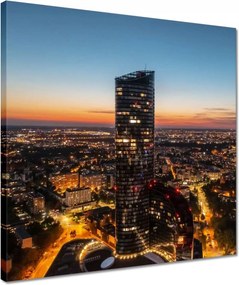 Vászonkép 40x40 Boroszló éjszakai panoráma