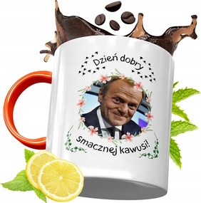 Donald Tusk Narancssárga Bögre Ajándék, fényképes nyomattal