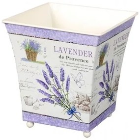 Levendula fém virágtartó, 12 x 13 x 12 cm