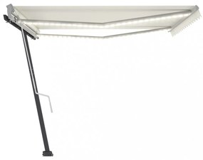 krémszínű kézzel kihúzható LED-es napellenző 400 x 300 cm