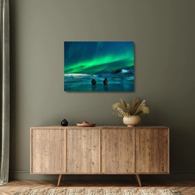 Emberek és az északi fény képe (üvegen) (70x50 cm)