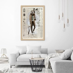 Gario Poszter Absztrakt bulldog egy újság hátterén A keret színe: Keret nélkül, Méret: 40 x 60 cm