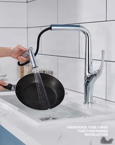 Konyhai csaptelep ELITE EDITION KF1013 kihúzható, több vízsugaras zuhanyfejjel, több színváltozatban — Szálcsiszolt arany