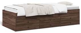 barna tölgy kanapéágy fiókkal matrac nélkül 90x200 cm