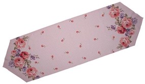 Rózsa virágos pamut asztali futó 50x160 cm Dotty Rose