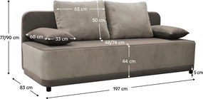 Kihúzható heverő, szürkésbézs Taupe, SENTY