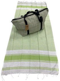 Stílusos strandtáska + törölköző készlet HAMAM 75 x 150 cm, zöld