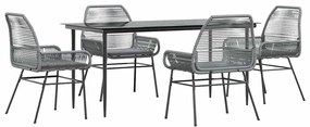 5 részes szürke polyrattan üveg kerti étkezőgarnitúra párnával