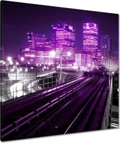 Vászonkép 80x80 Lila felhőkarcolók a városban